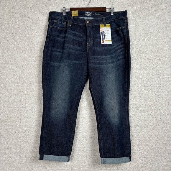 Levi Strauss Signature Jeans Womens 20 W35 Blue Mid-Rise Slim Boyfriend Capri - Picture 1 of 15